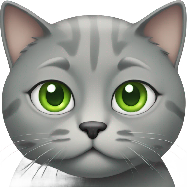 fat gray cat with green eyes emoji