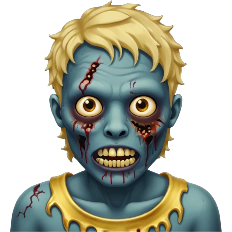 Quero um zumbi com a pele negra,com machucados no rosto (poucos) com dentes de ouro,com cabelos curtos ondulado, igual de iPhone  emoji