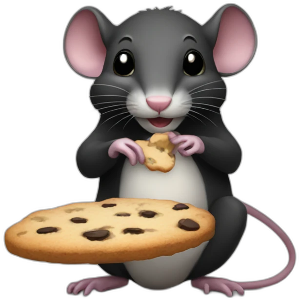balck rat eats cookie emoji