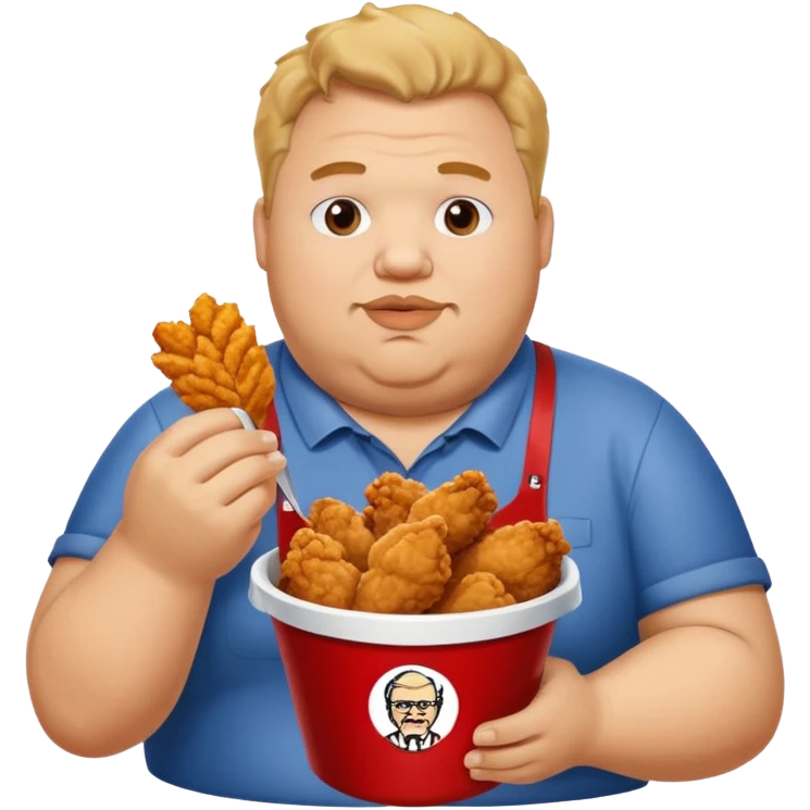 A fat guy eating kfc fried chiceb emoji