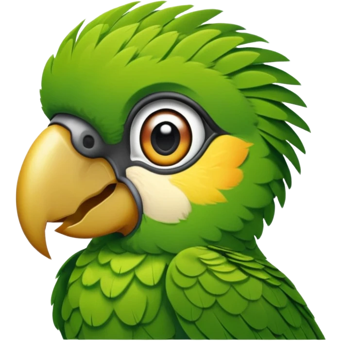 Green parrot face with right hand in a military-style salute emoji