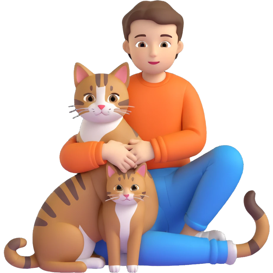 boy and cat pet emoji