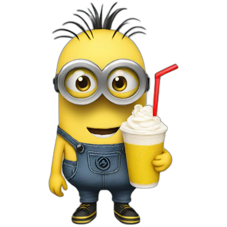 Gang member minion holding an banana milkshake emoji