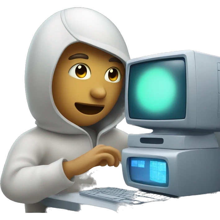 A person looking at a glowing computer screen emoji