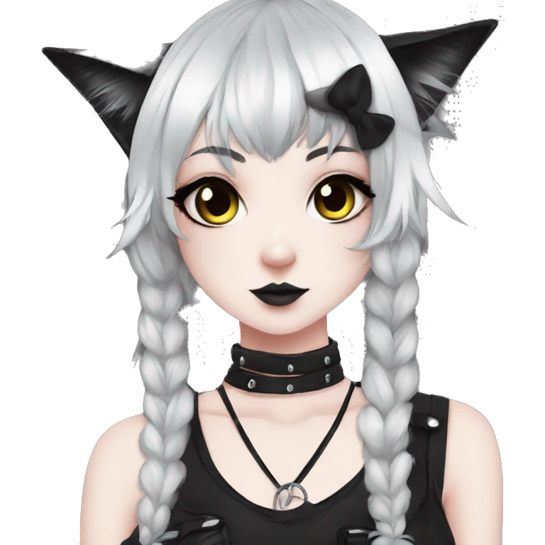 Edgy Kawaii Cute Cool Cartoon Beautiful Elegant Pretty Anime Punk Techwear Gothic Catgirl emoji