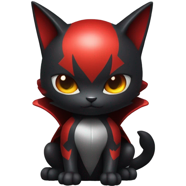 Shiny Black-Red Dark-type-Poison-type-Fakémon-Bat-Cat full body emoji