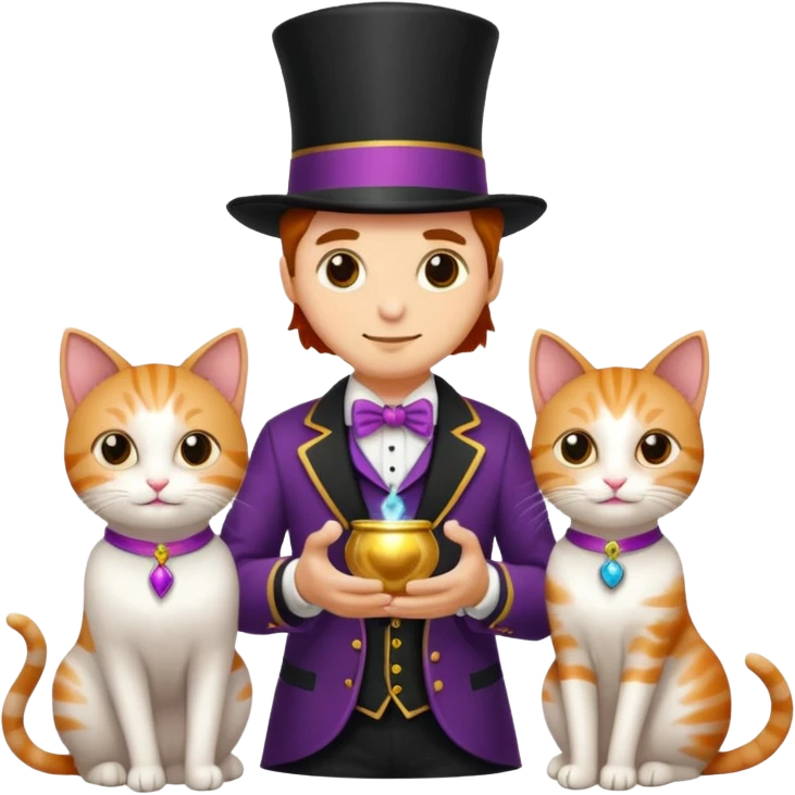 magician couple and their pet cat emoji