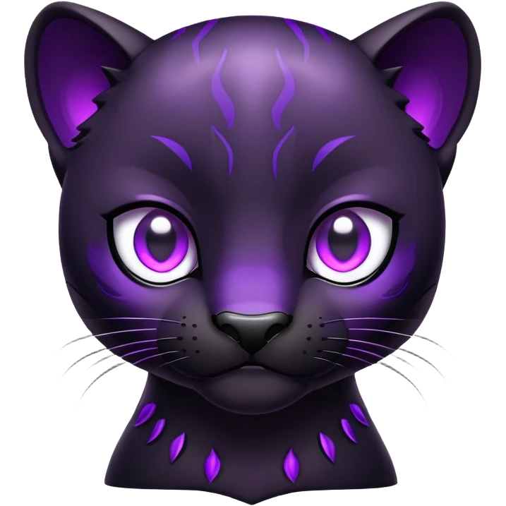 cute black panther with glowing purple eyes emoji