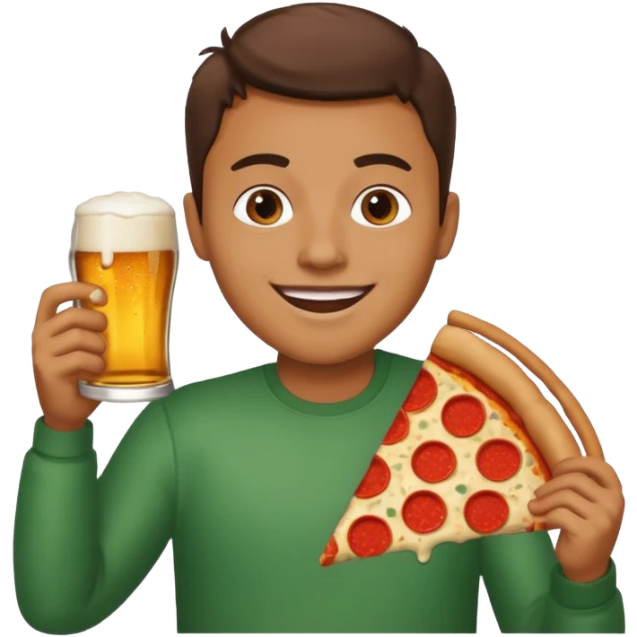 Enjoying pizza and beer  emoji