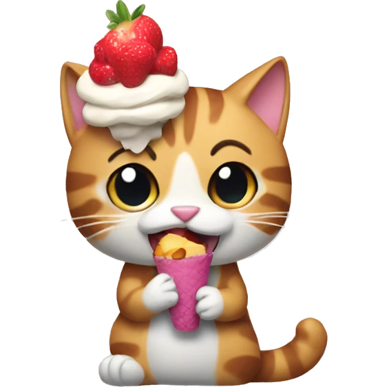 Gato comiendo un helado emoji