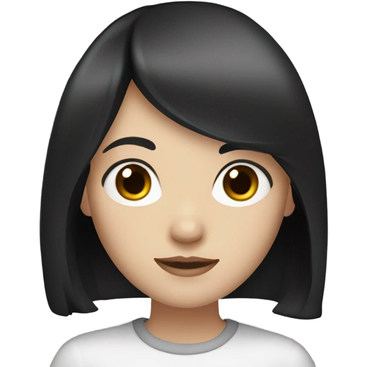 a girl with medium length black hair, pale skin and brown eyes emoji
