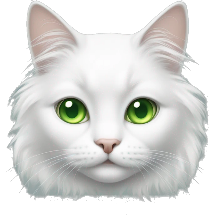 Long hair, minuet white cat with green eyes emoji