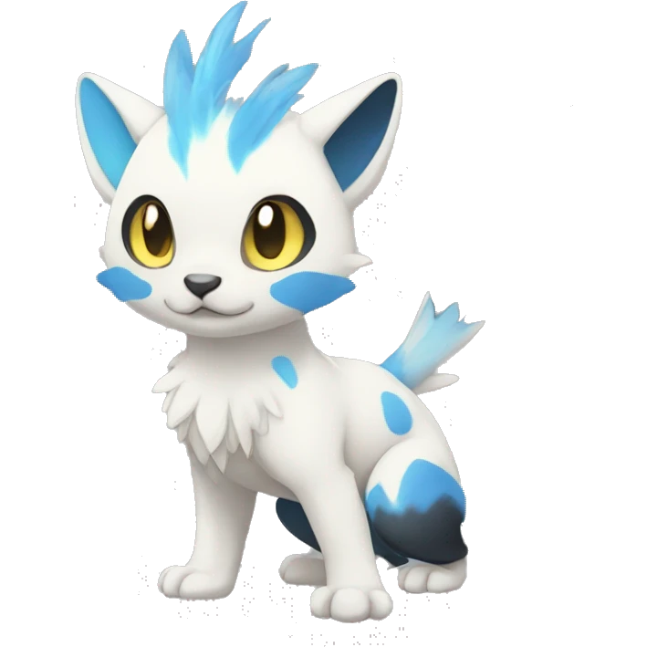 Cute cool white black yellow blue animal hybrid Fakemon full body emoji