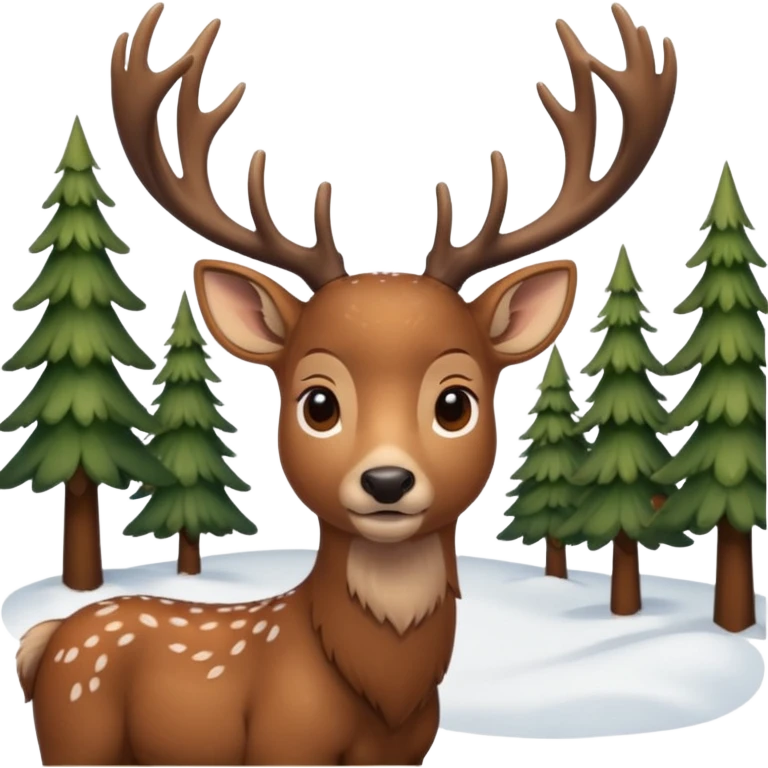 Ein Re das in einem Wald ist und es Schneit emoji