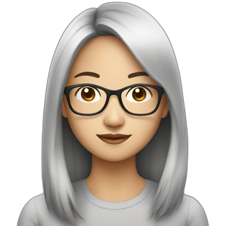 asian woman 32 years old with long hair and glasses emoji