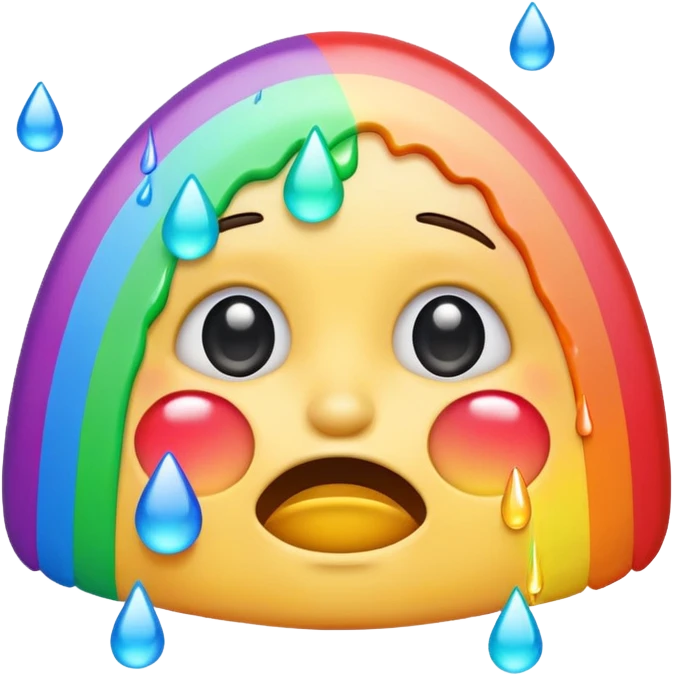 Crying emoji but the tears are rainbow emoji