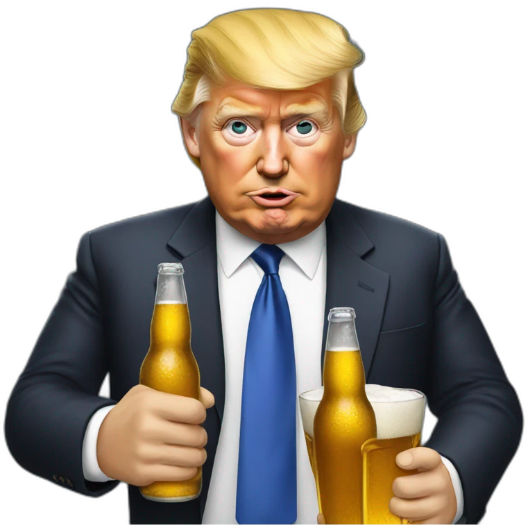 donal trump drinking beer emoji