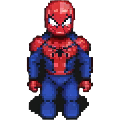 Spider-Man character, pixel art style, inspired by Minecraft, blocky design emoji