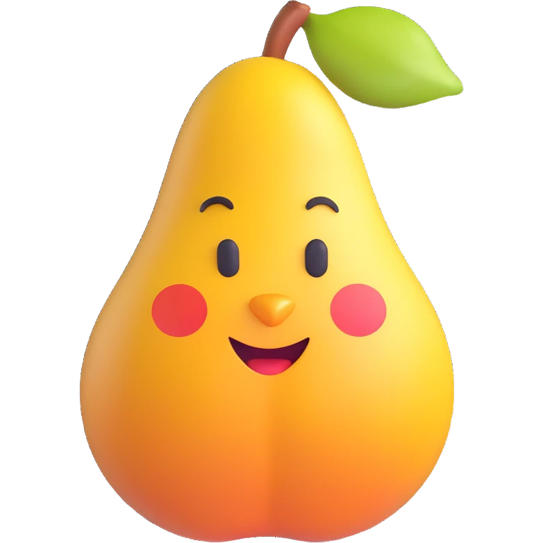 realistic fresh pear icon without eyes nose mouth, 3D emoji style emoji