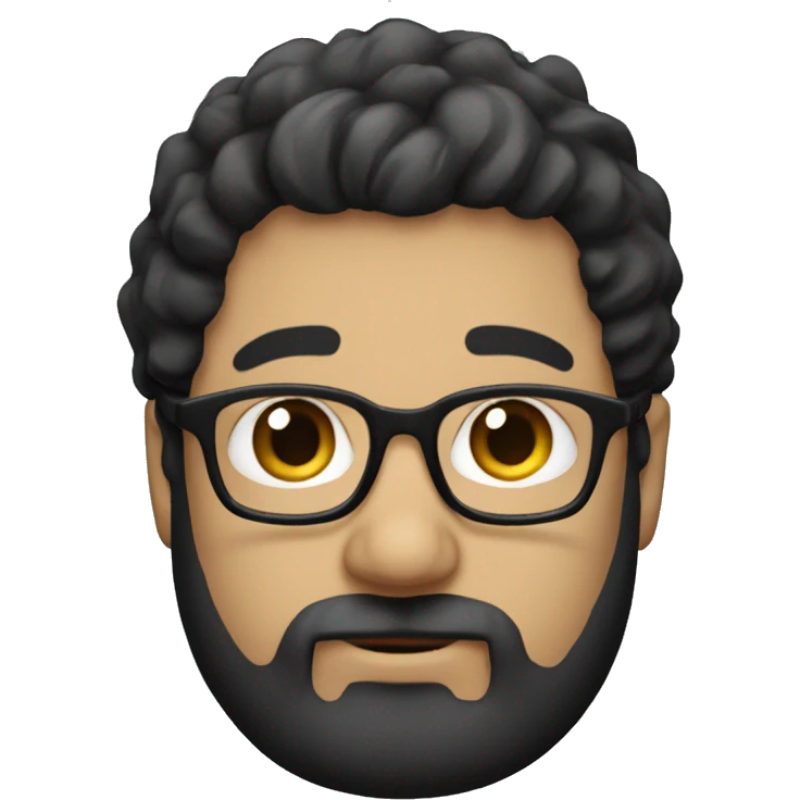 fat white male with wavy black hair and a beard brown eyes with glasses emoji