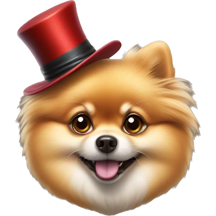 Pomeranian lulu with a magician's hat on his head emoji