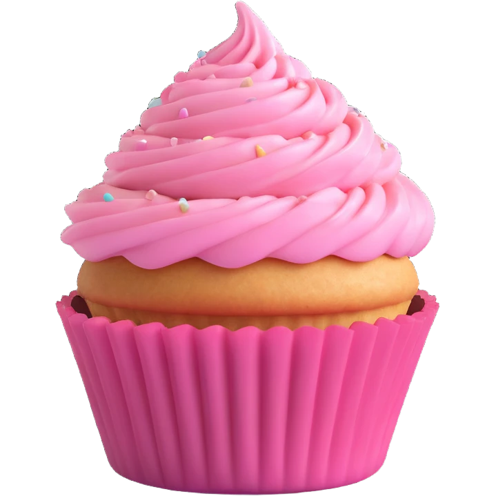 cupcake with pink icing, 3d cartoon style emoji
