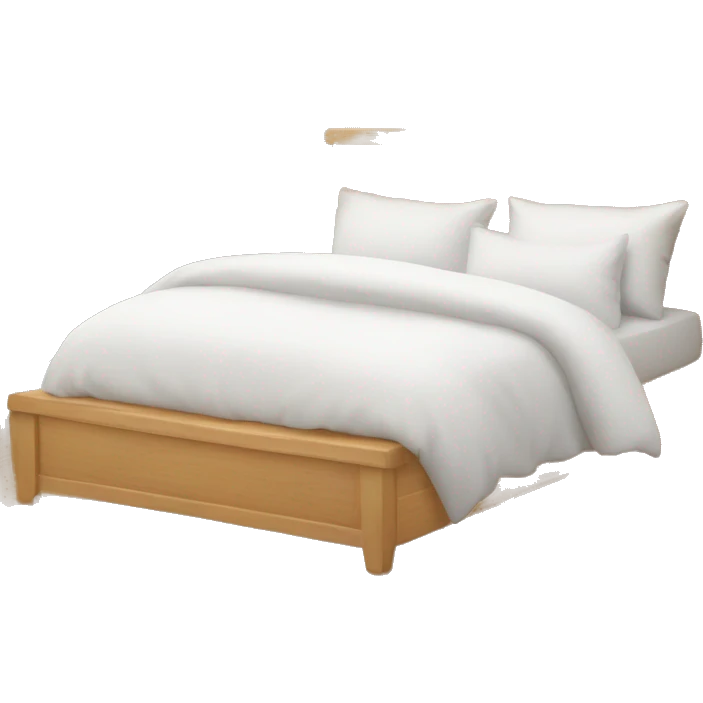 Cozy white fluffy bedding on a light wood oak bed with pillows  emoji