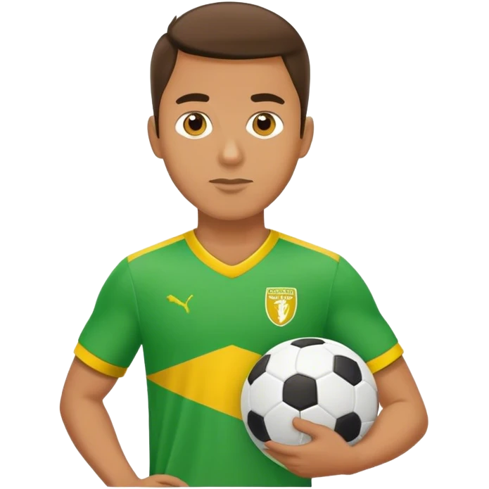 Man with green and yellow football shirt emoji