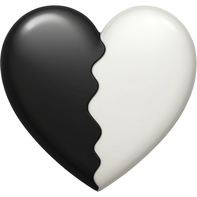 half white, half black heart emoji emoji