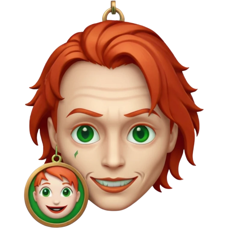 joker emoji with a bronze emoji medal pendant under the face emoji
