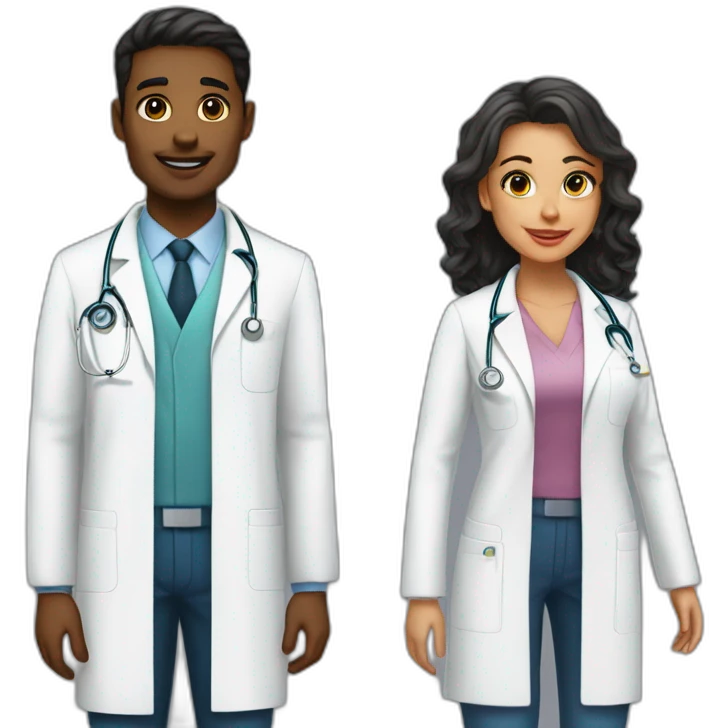 Young Neurologist and gynecologist in love emoji