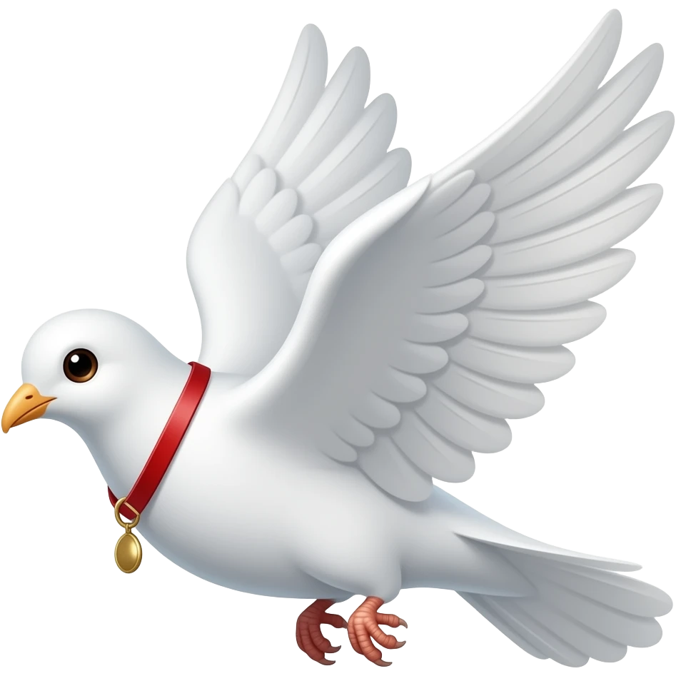 white dove bird flying away with belt hanging around back turning red emoji