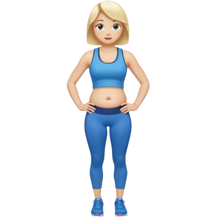 Woman blonde hair tank top blue leggings rounder belly holding a pump  emoji