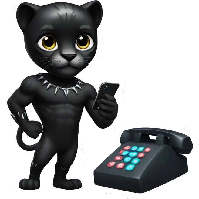 A black panther holding a phone with the number 0 in its paws emoji