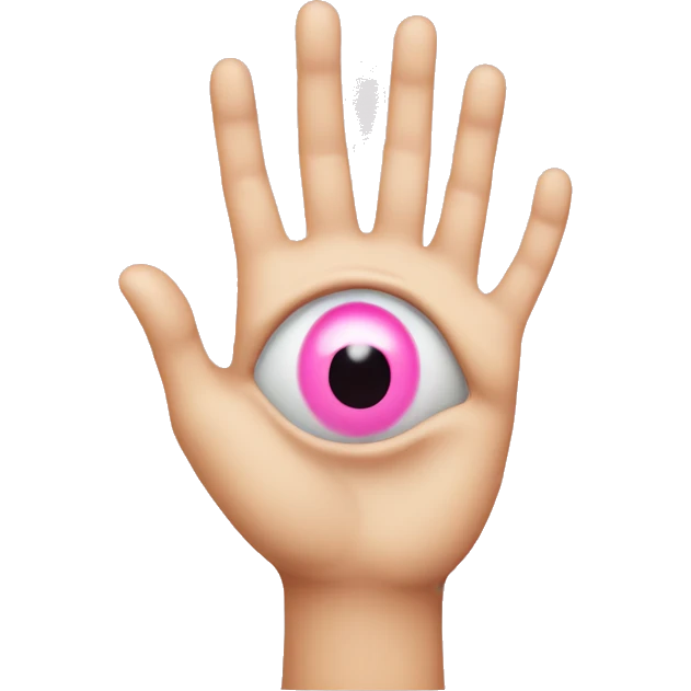 Hand with a pink eye on the palm emoji