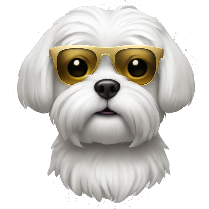 Shitzu white with sunglasses gold emoji