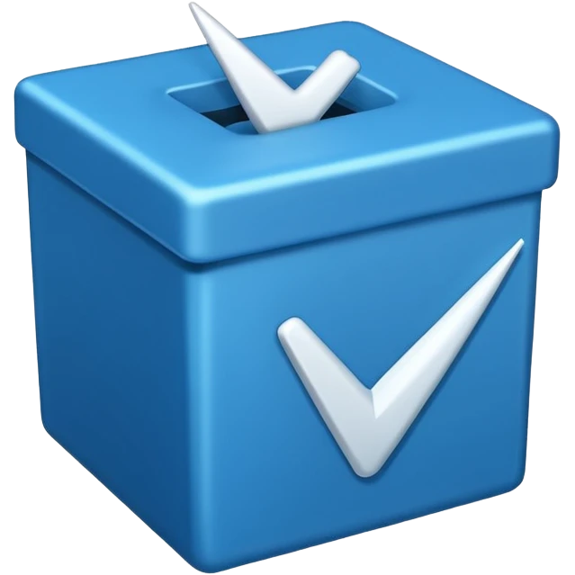 A blue box  and a white tick 0d emoji