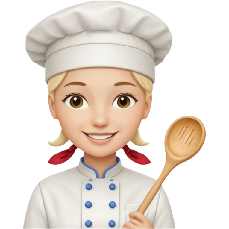 Young female baker - wearing a white chef's hat and holding a cream piping bag emoji