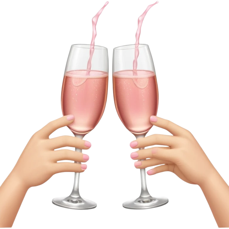 champagne glasses with pink champagne giving cheers with two hands five fingers emoji