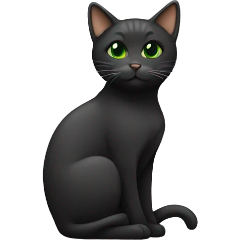 cat half black half brown with green eyes and a heart on the back emoji