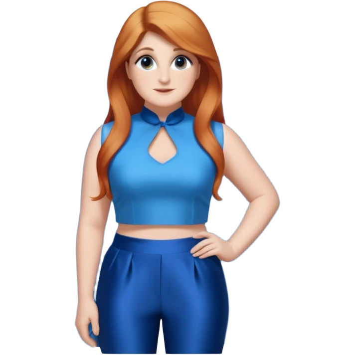 Meghan Trainor dressed in blue crop and blue silk pants standing in front of blue curtain  emoji