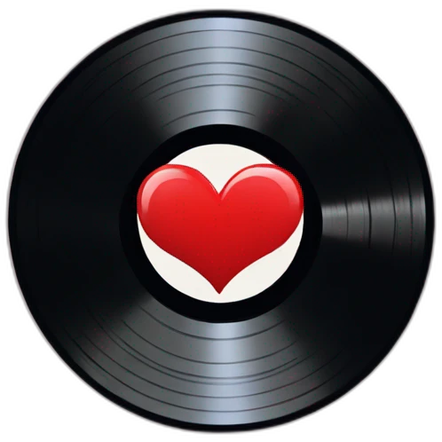 red heart shaped vinyl record emoji