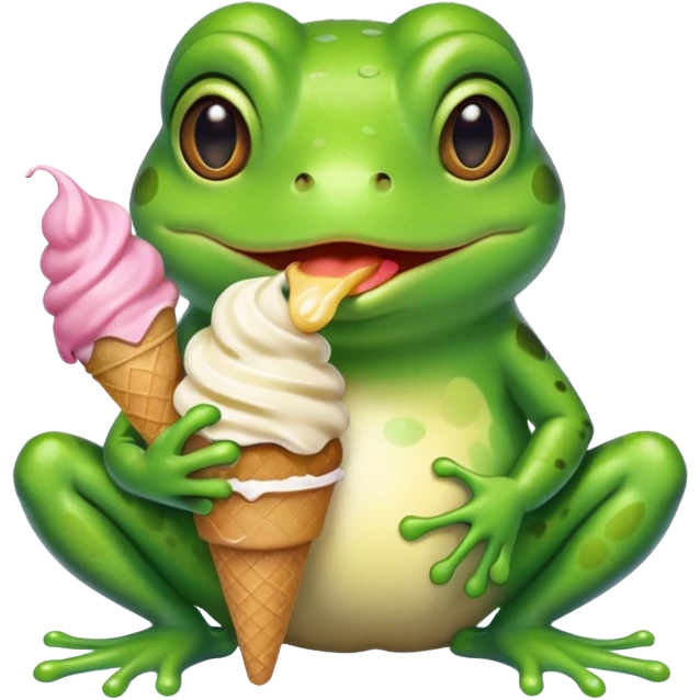 dondurma yiyen kurbağa emoji