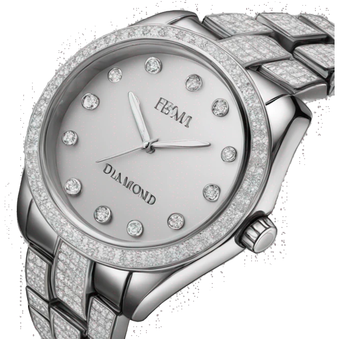 Diamond watch on wrist black skin color  emoji