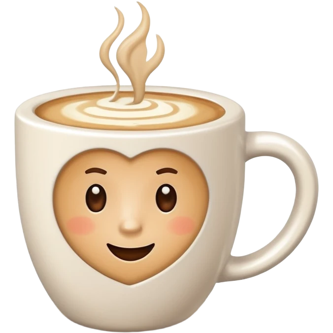 White coffee mug with latte emoji