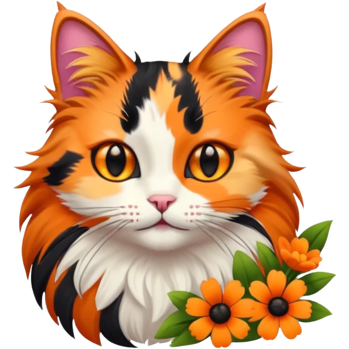 котик  з квітами  emoji