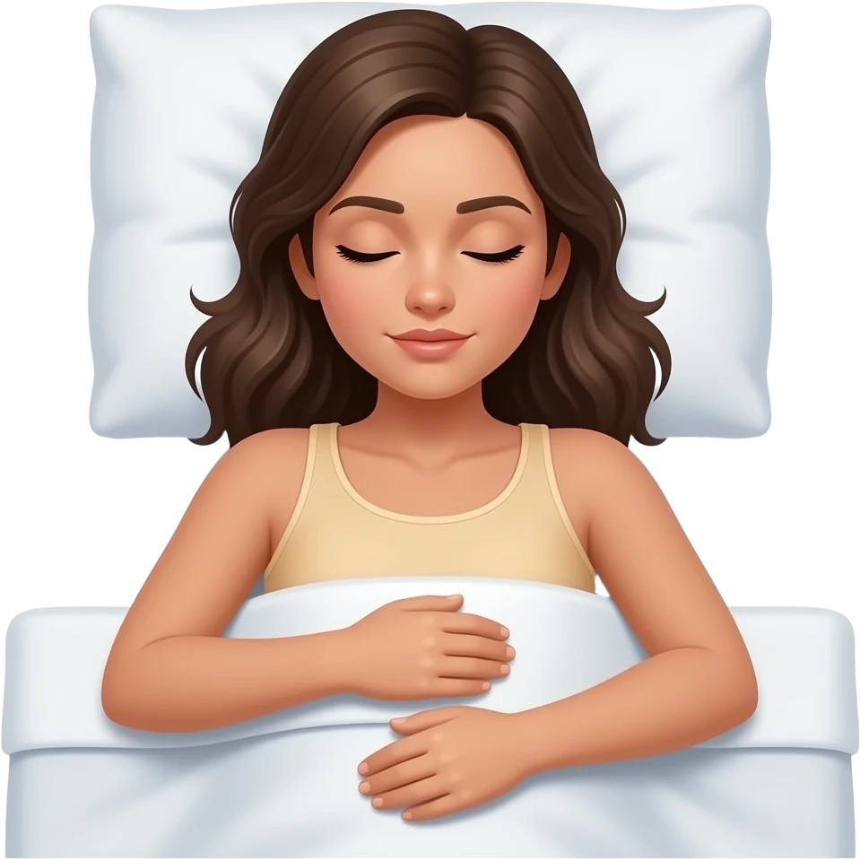 top view of a tanned shirtless sleeping woman face down in bed emoji