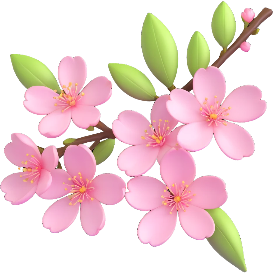 a branch of delicate cherry blossoms, soft pink petals, realistic textures, glossy finish, modern and clean look, soft lighting emoji