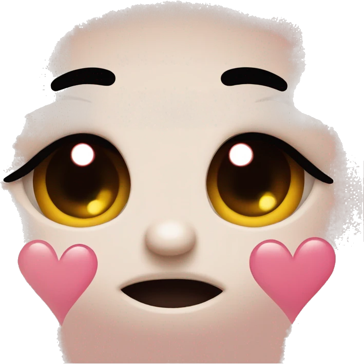 Blushing face with tears in eyes. Hearts all around it emoji