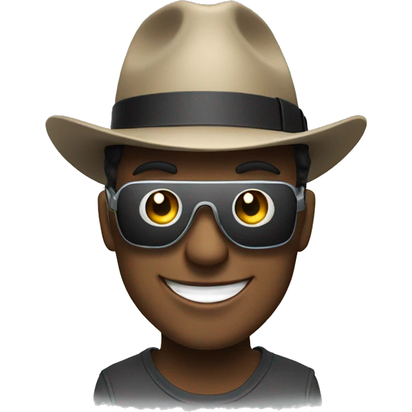 happy with a fedora and vr headset emoji